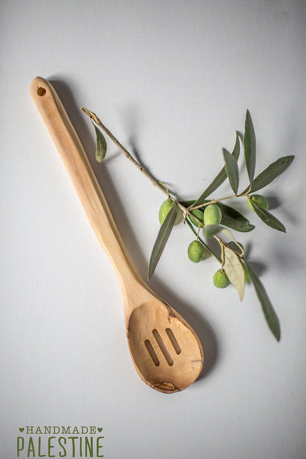 Olive Wood - Handmade Olive Wood Kitchen Slotted Spoon Utensil