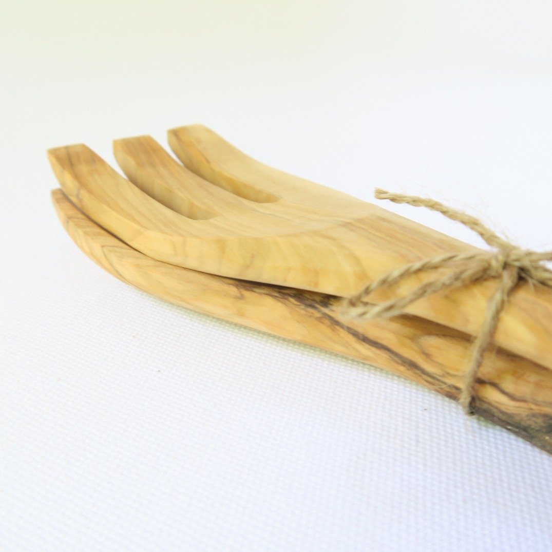 Olive Wood - Large Fork & Spoon Bundle - Salad Utensils