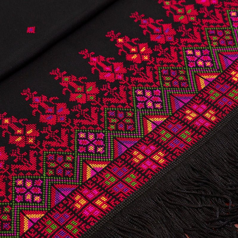 Scarves And Shawls - Rectangle Embroidered Shawl In Mashrabiya Motif