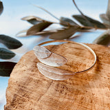 Silver Jewelry - 3 Olive Leaves Sterling Silver Snake Bracelet