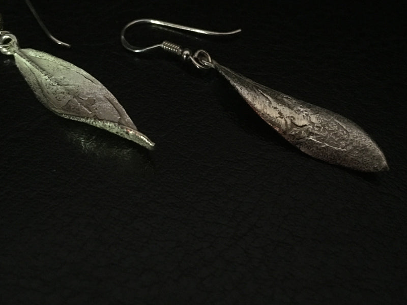Sterling Silver Earrings - Twisted Olive Leaf | Handmade Palestine