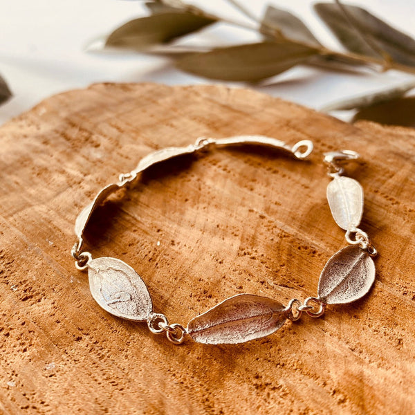 Silver Jewelry - Olive Leaf Linked Bracelet In Sterling Silver