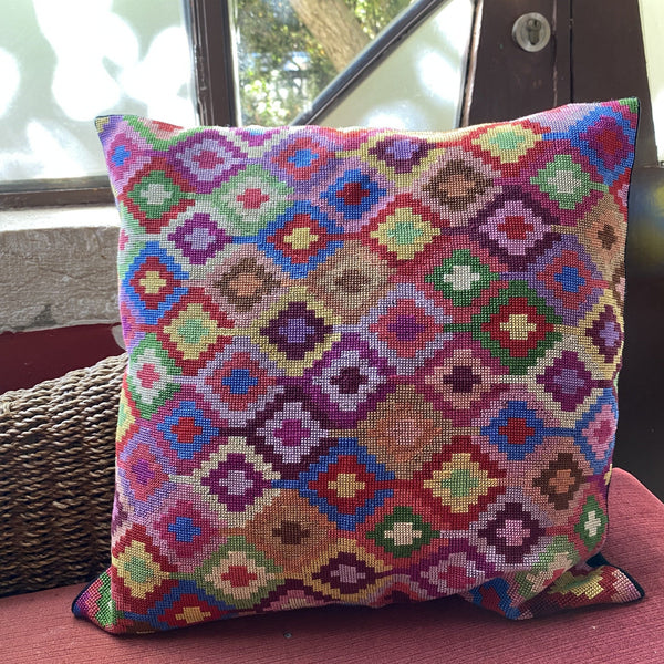 Tatreez - Multi-Color Embroidered Cushion From Gaza