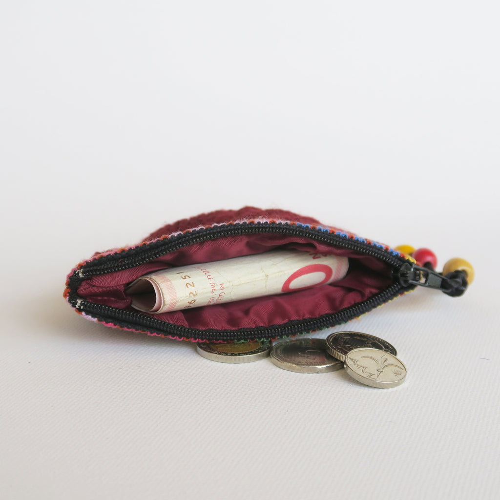 Hand Woven Coin Purse with Tatreez from Gaza